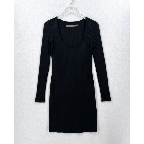 ENZA COSTA Long Sleeve Dress Womens Medium Black Scoop Stretch Rib Knit NEW - Picture 14 of 14
